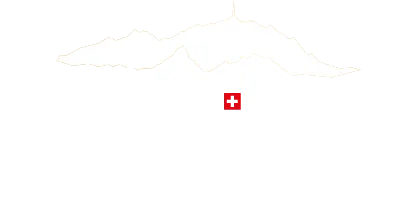 Berggrafik in weiß mit der Schweizer Flagge und der Wortmarke AplsteinClinic GAIS/SWITZERLAND